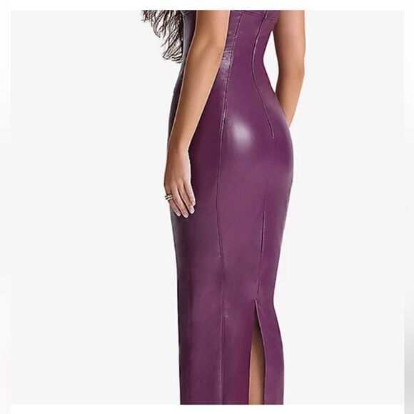 House of CB Sahara Maxi Faux Leather Sheath Dress - Size small NWT $285 - Picture 6 of 11